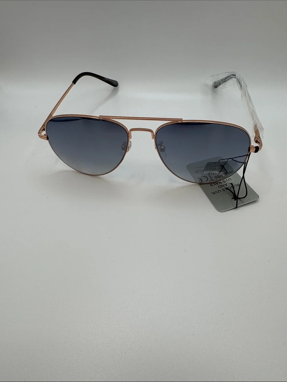 Bershka Rose Gold Frame Sunglasses with Gradient Blue Lenses